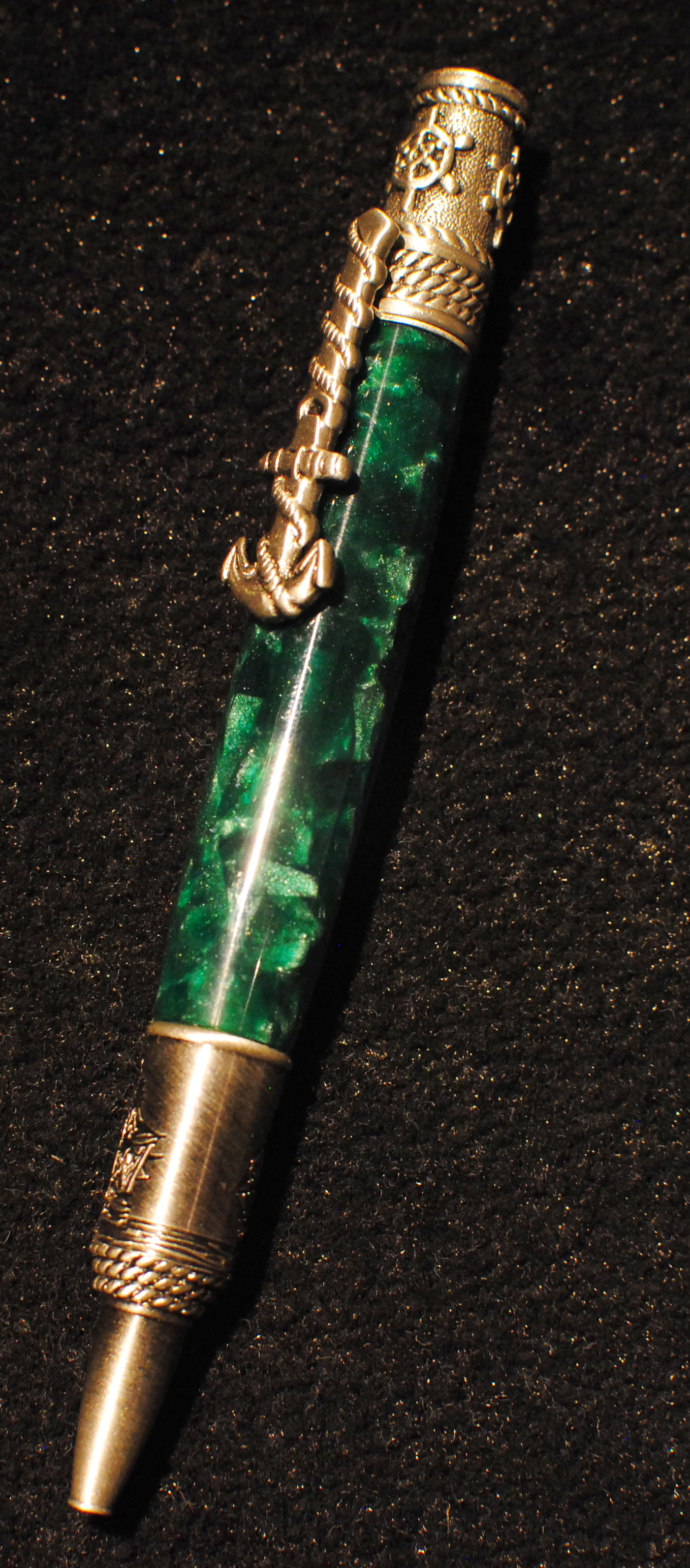 Alex Pearl Allywood Creations Nautical Pen -  Acrylic & Antique Pewter